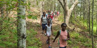 A guided hike at Pulaski State Park