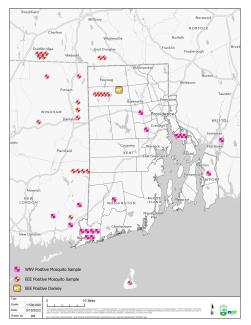 Map of mosquito disease findings at of 9/19/23