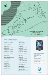 Map of sites available for rent at Goddard Memorial State Park
