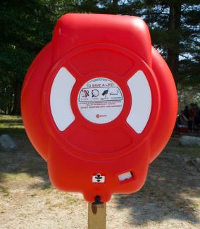 Red life ring at Lincoln Woods State Park