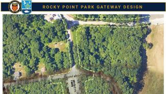 Aerial map showing the target areas for the Rocky Point entrance project