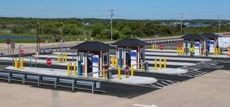 Four new entrance booths leading into the lot at Misquamicut State Beach